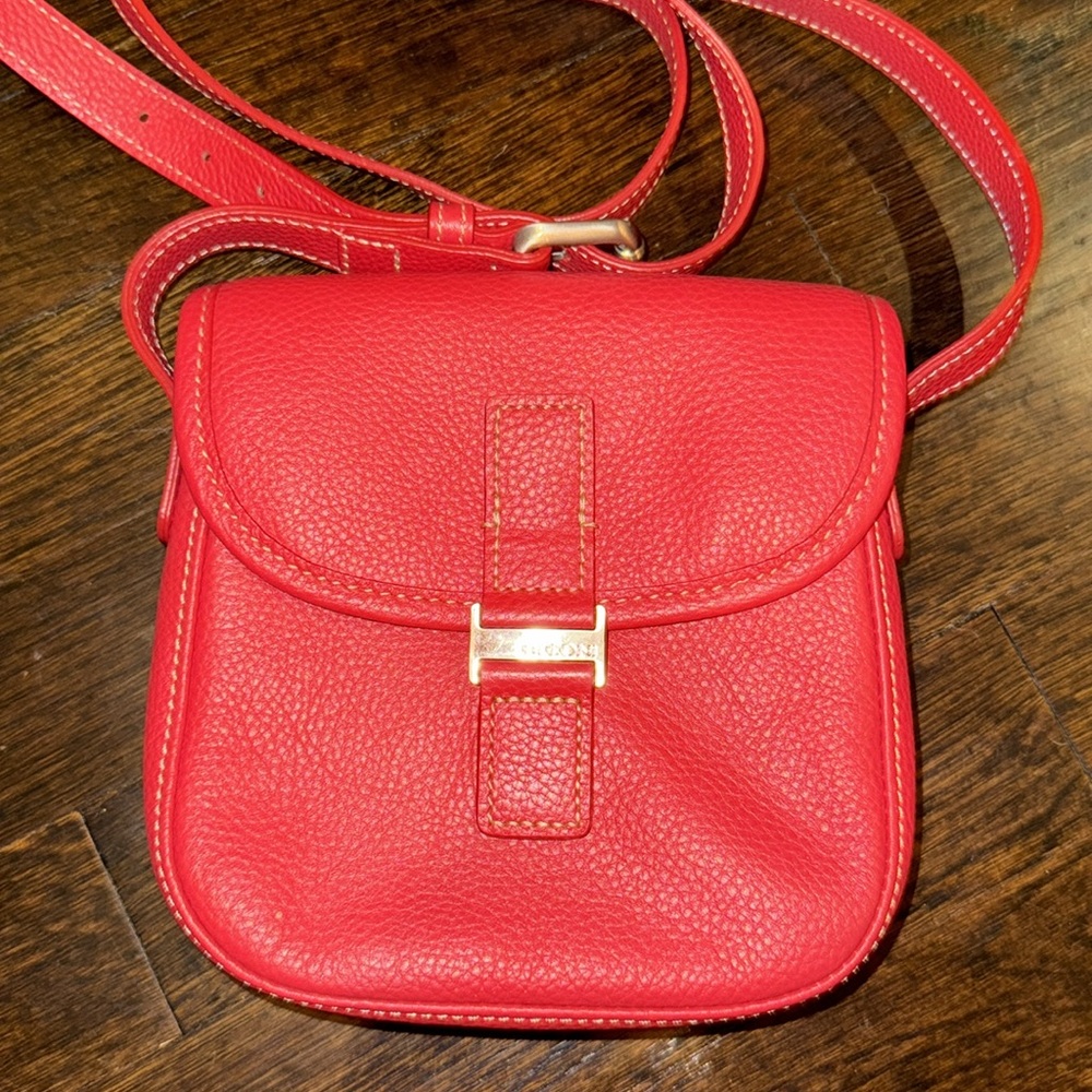 Boconi Red Leather Crossbody Bag with Adjustable Strap